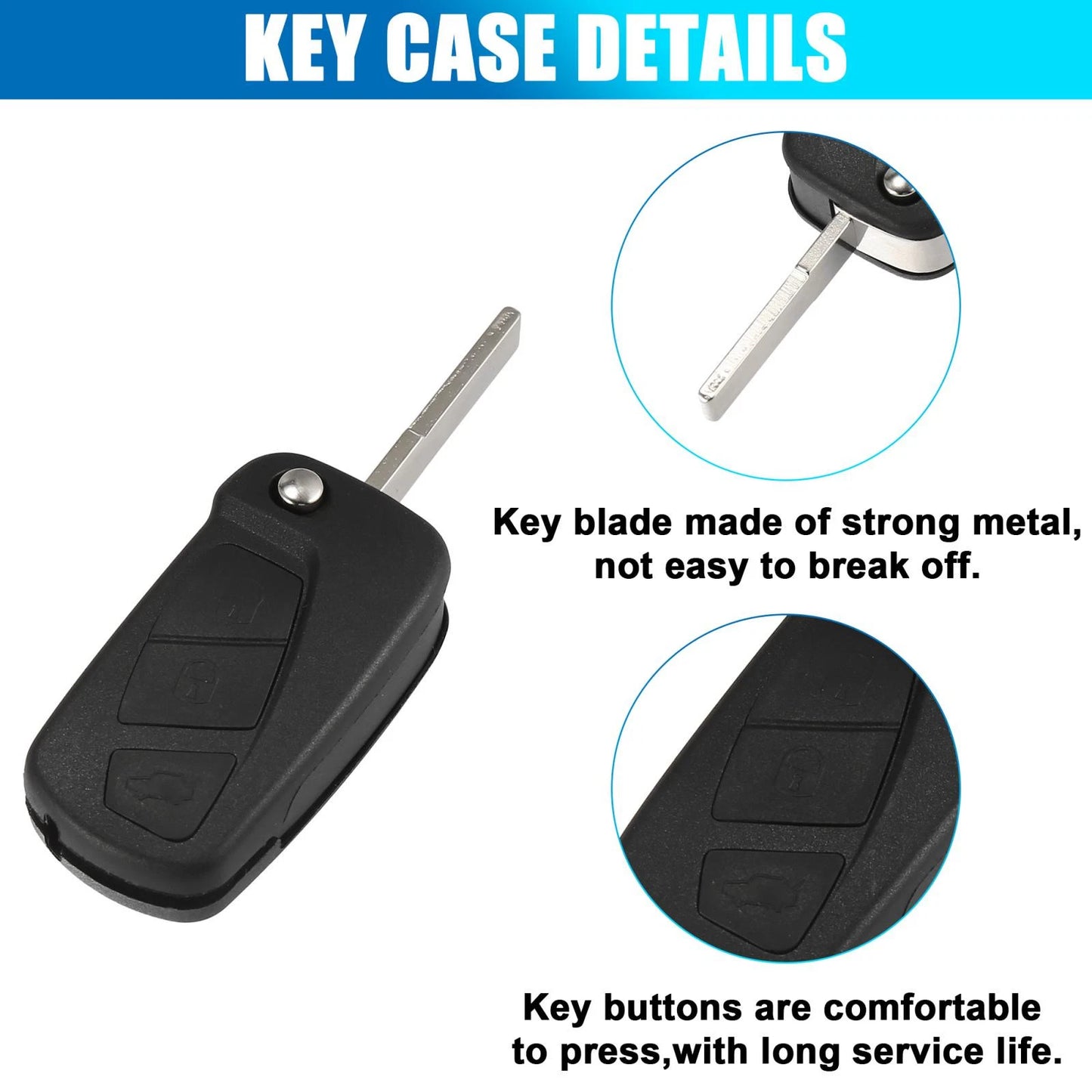 3 x Key Fob Remote Control Case Shell for Ford Ka (2008-2016)