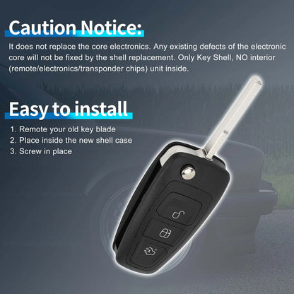 3 x Keyless Entry Remote Key Shell Case for Ford Fiesta Kuga Focus Transit