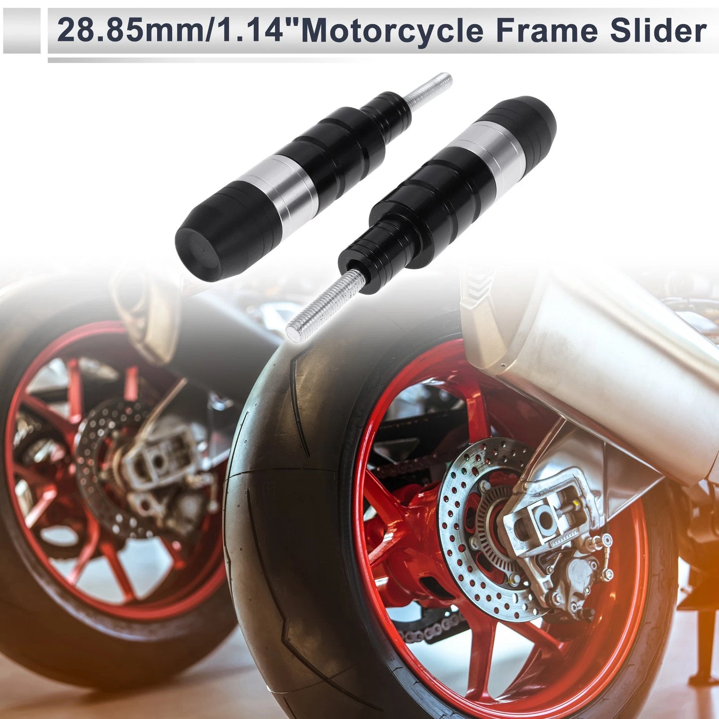 0.73" Aluminum Alloy Motorcycle Slider Frame / 2 Pcs / Silver Tone for Make Model