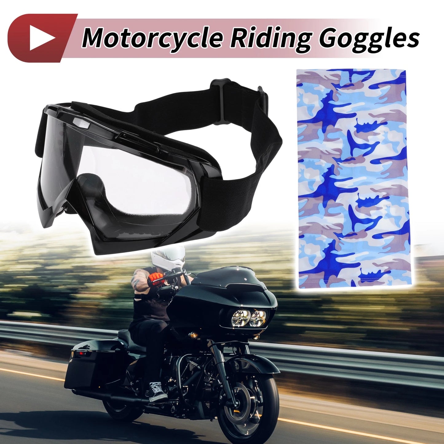 Goggles / 1 Set / Motorcycle Riding Goggles Transparent Lens Black Frame