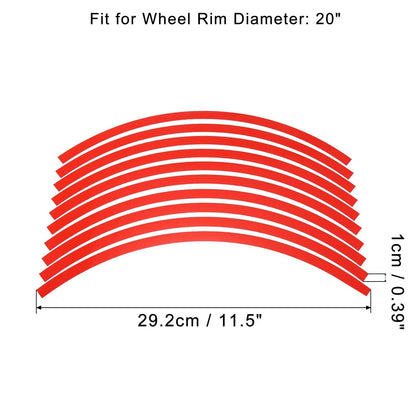 20pcs 20in Wheel Rim Sticker Reflective Strips Red for Motorcycle Car Bike