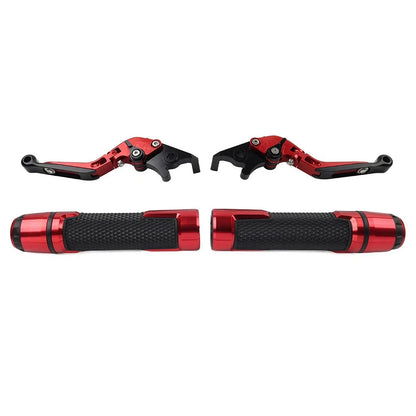 Red Brake Clutch Levers & Handlebar Grips Set for Kawasaki Ninja 250 400 Z400