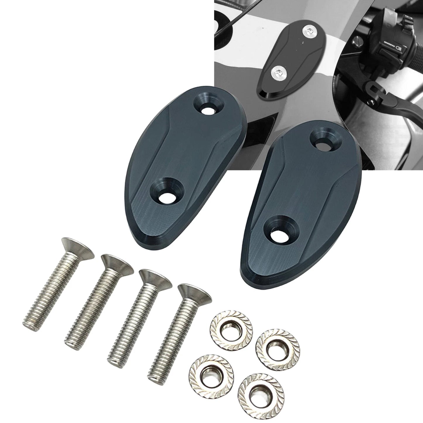 Gray Rearview Mirror Block Off Base Plates for Honda CBR1000RR (2020-2023) 2 x