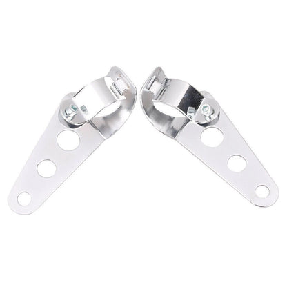 Fork Mount Headlight Brackets for Cafe Racer Bobber Chopper Silver