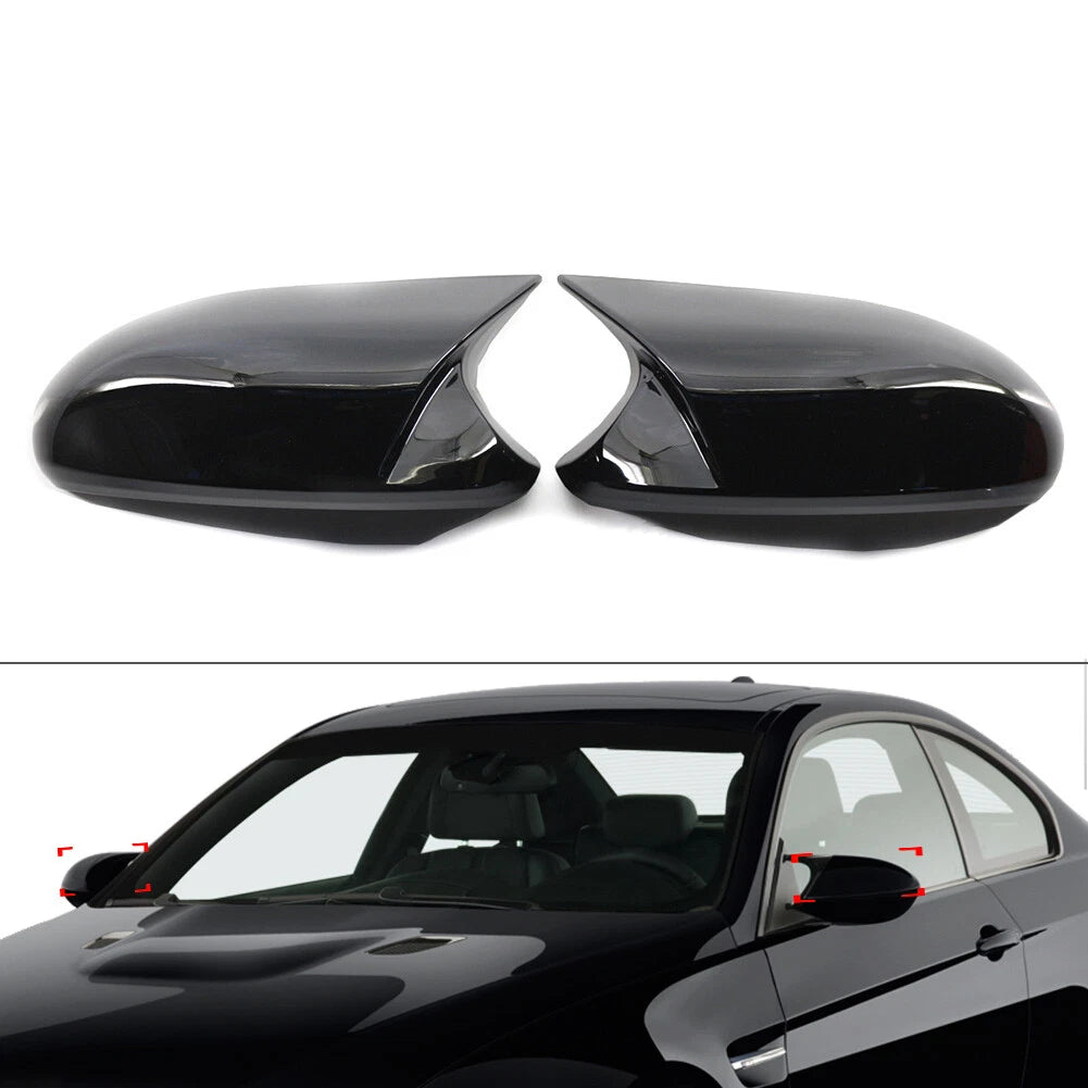 Black Rearview Mirror Cover Caps for BMW E81 E82 E87 E88 E90 E91 E92 (2006-2013)