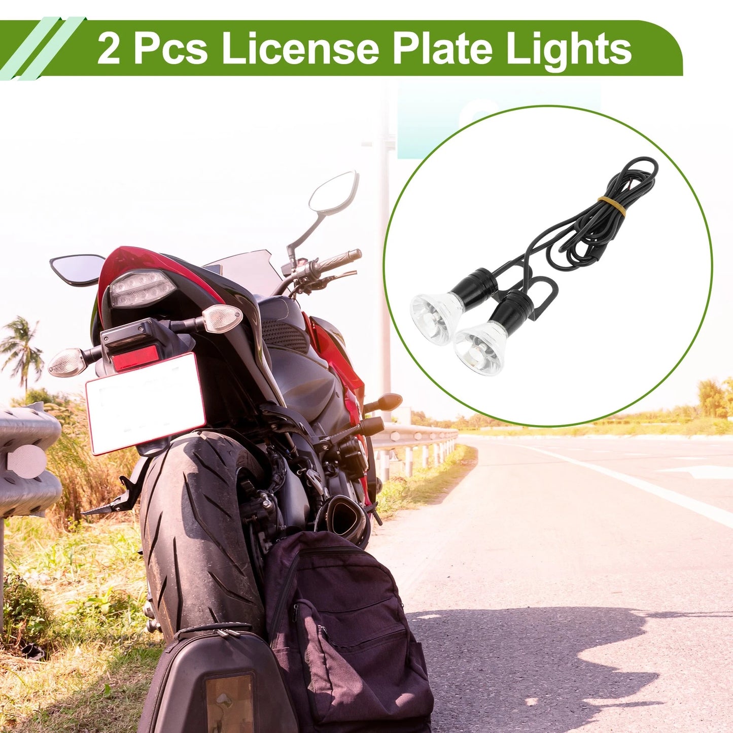 2 x License Plate Light 12V Led Tag Lamp for Car/Motorcycle Waterproof White