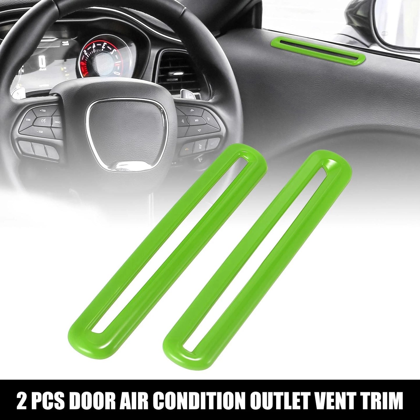 2 x Door Air Condition Outlet Vent Trim for Dodge Challenger (2015-2019) Green