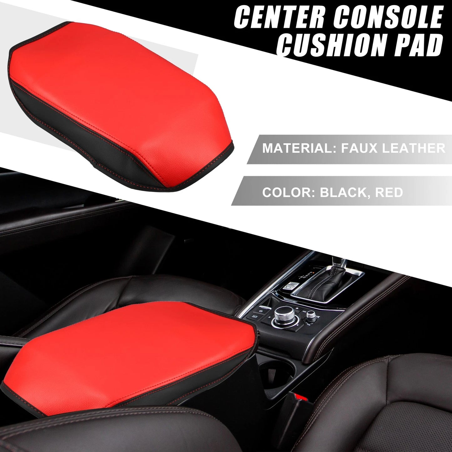 Center Console Armrest Cover for Mazda CX-5 (2017-2023) Black Red
