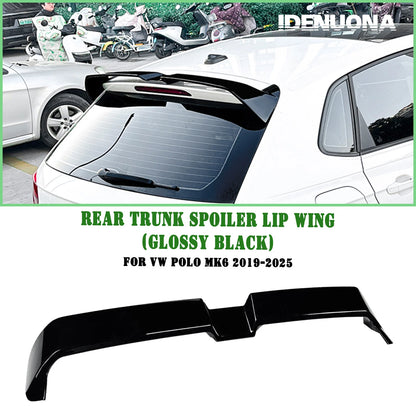 Gloss Black Rear Boot Spoiler Lip for VW Polo MK6 (2019-2025)