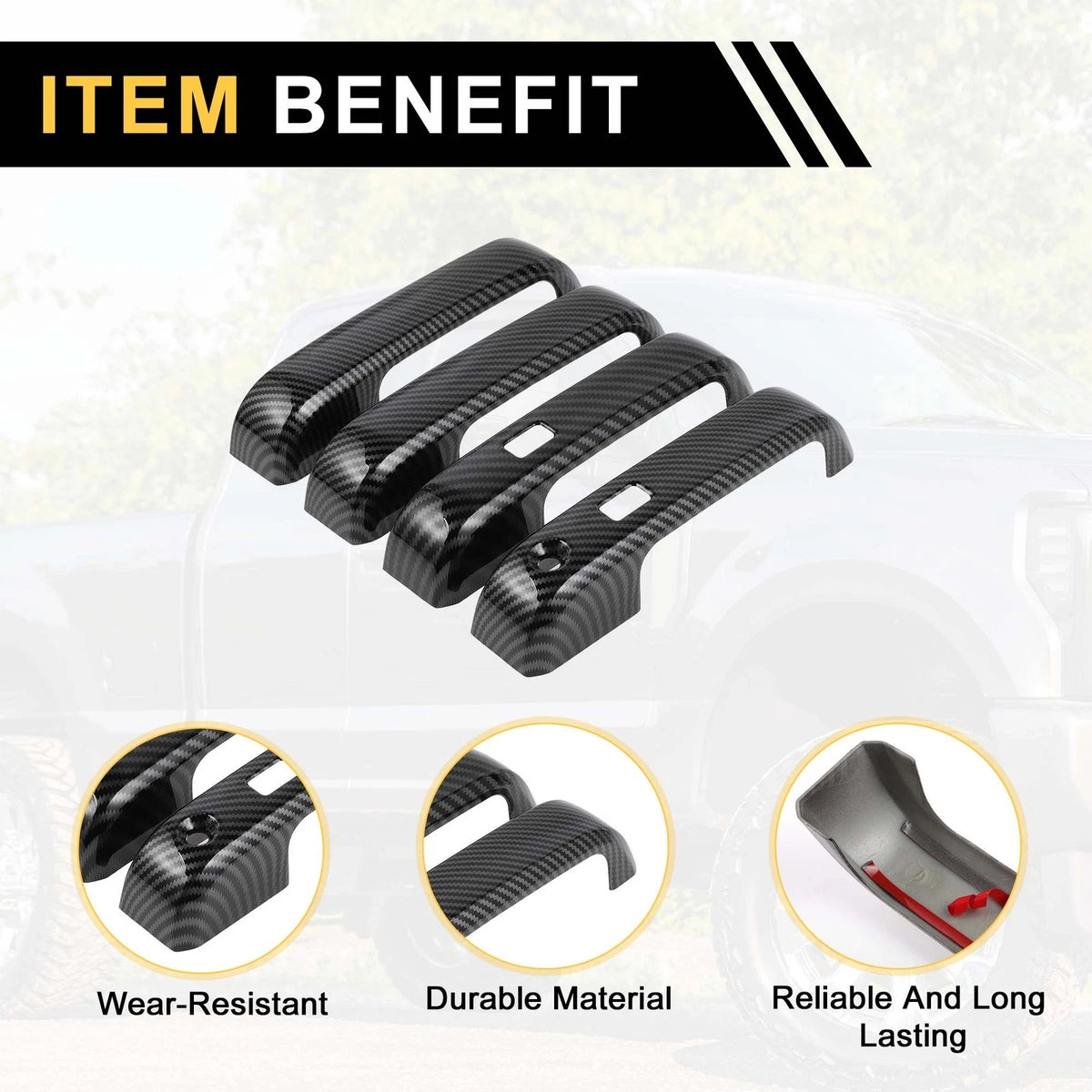 4pcs Exterior Door Handle Covers for Ford F-150 (2015-2023) Carbon Fiber Pattern