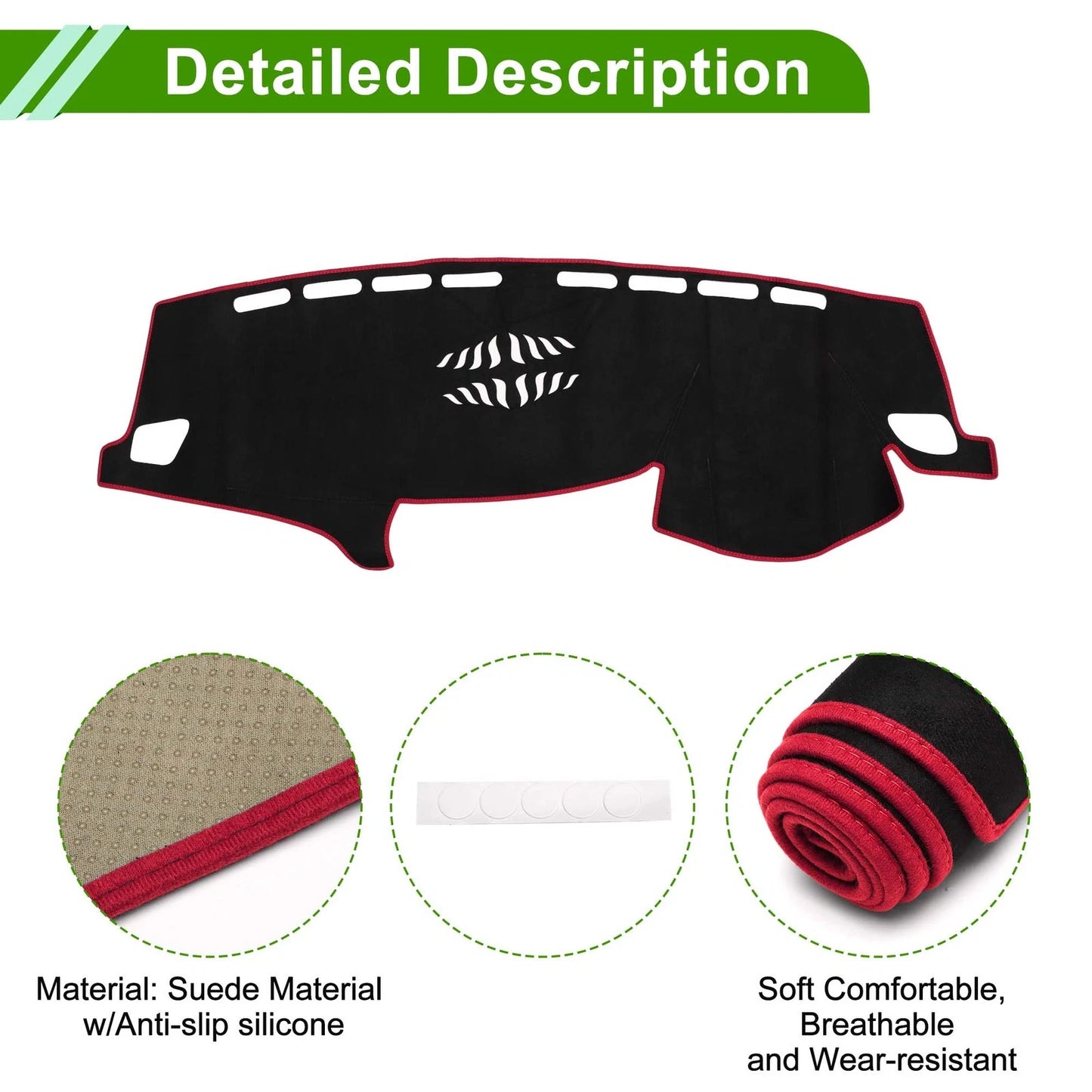 Dashboard Dash Cover Mat for BMW X3 (2011-2017) Sun Protector Pad Black Red