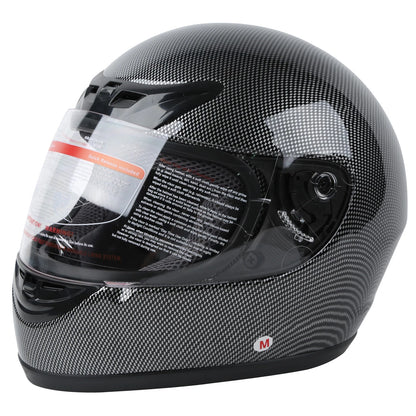 Carbon Fiber Black DOT Adult Flip Up Full Face Motorcycle Helmet - S M L XL