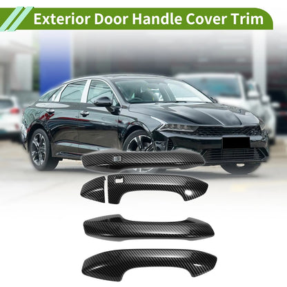 Carbon Fiber Black Exterior Door Handle Cover Trim for Kia K5 (2020-2025)