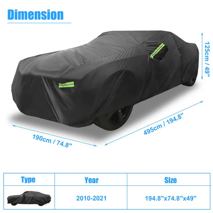 1 Pcs Waterproof SUV Car Cover with Zipper Black for Chevy Camaro (2010-2021)