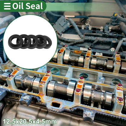 Oil Seal 12.5x20.5x4.5mm Black 5 Pcs Seal Ring Rotary Shaft NBR Rubber