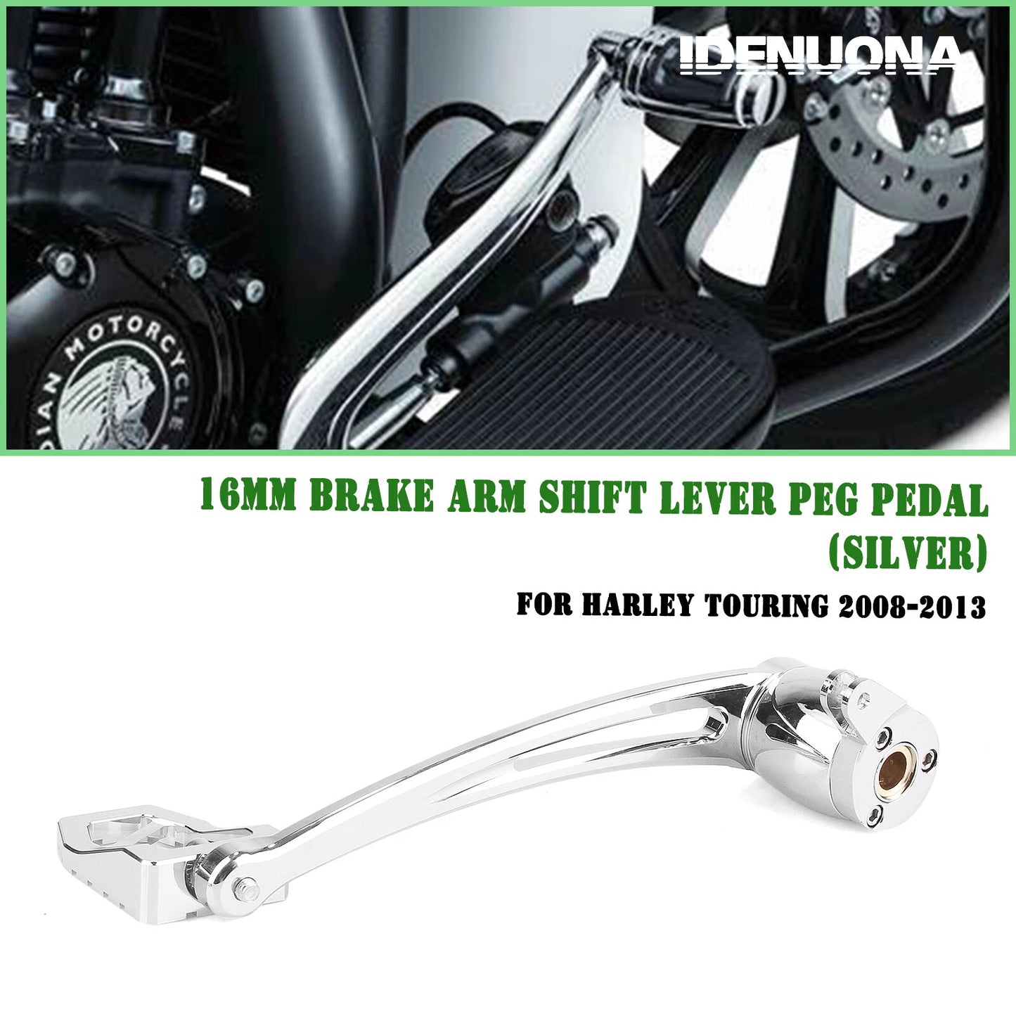 16mm Silver Brake Lever Arm for Harley Touring (2008-2013)