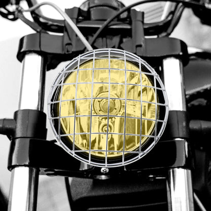 7.8" Chrome Plating Metal Headlight Mesh Grill Grid Cover for Harley