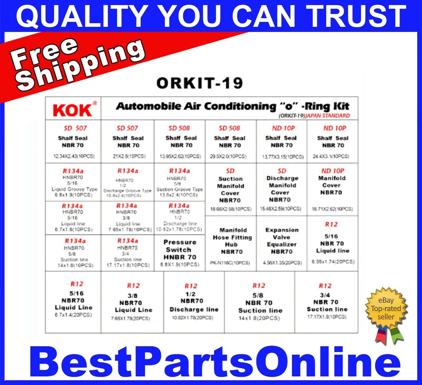 O-Ring Kit Assortment 320 Pcs for Japanese Cars