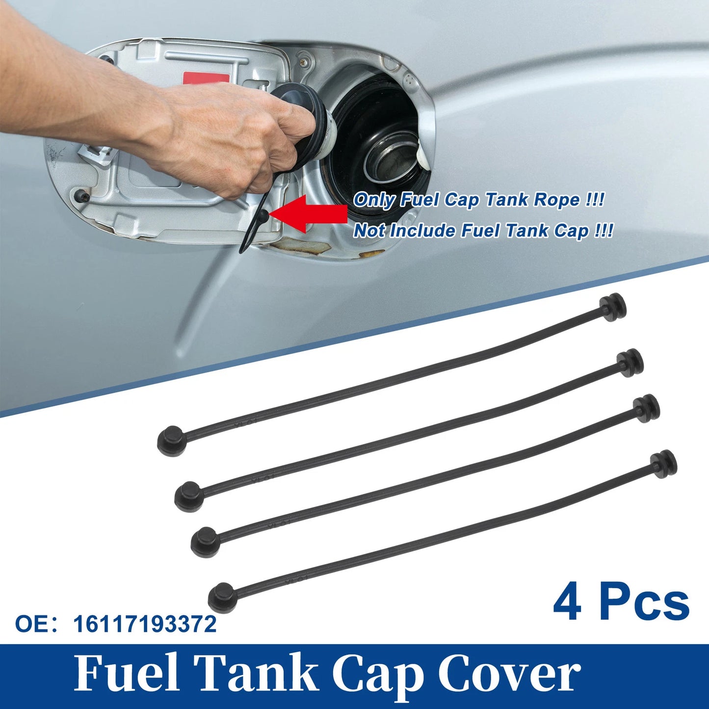 4 Pcs Fuel Tank Cap Tether Rope for BMW 740i (2011-2015)