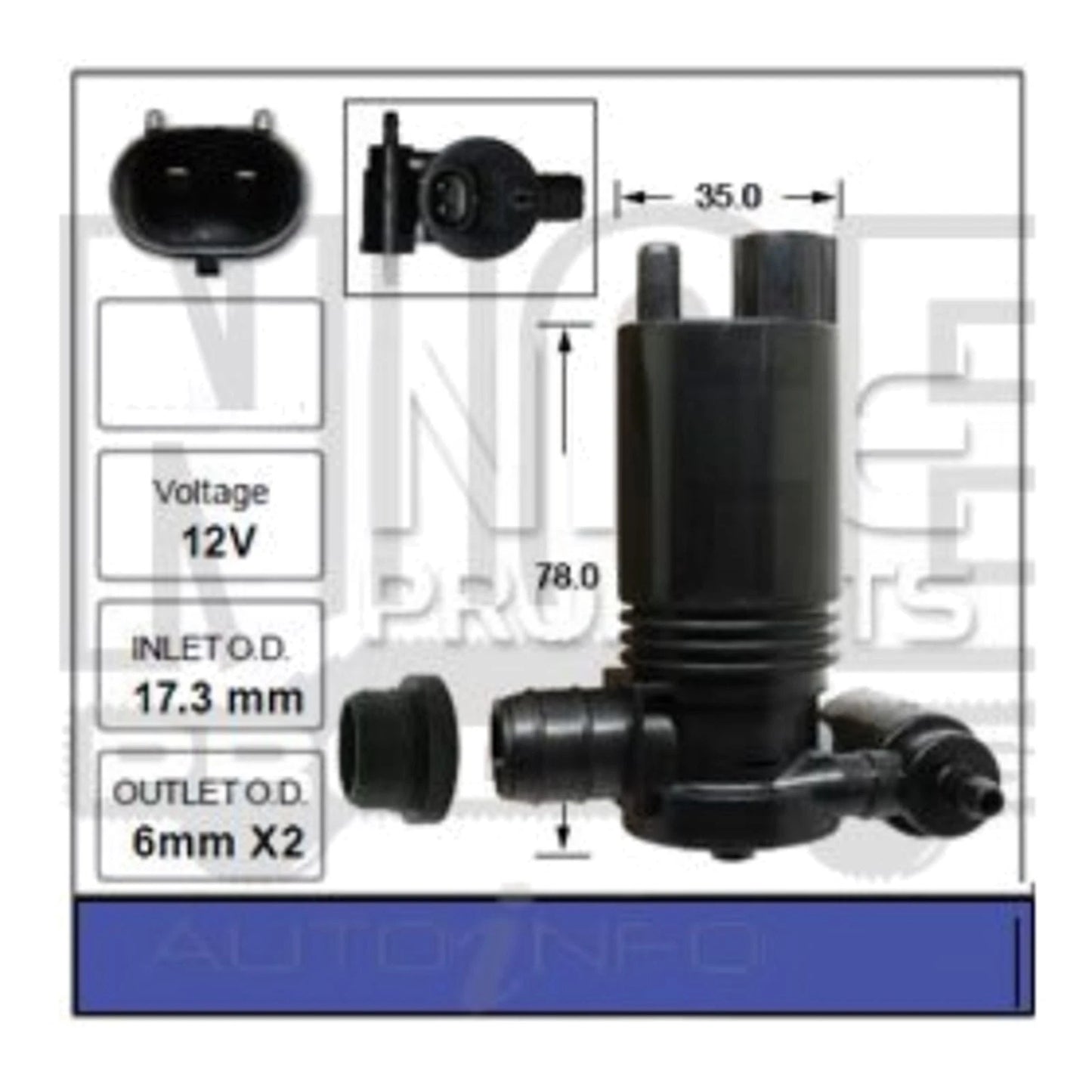 Washer Pump Front/Rear for Nissan Pulsar C12 (2013-2017)