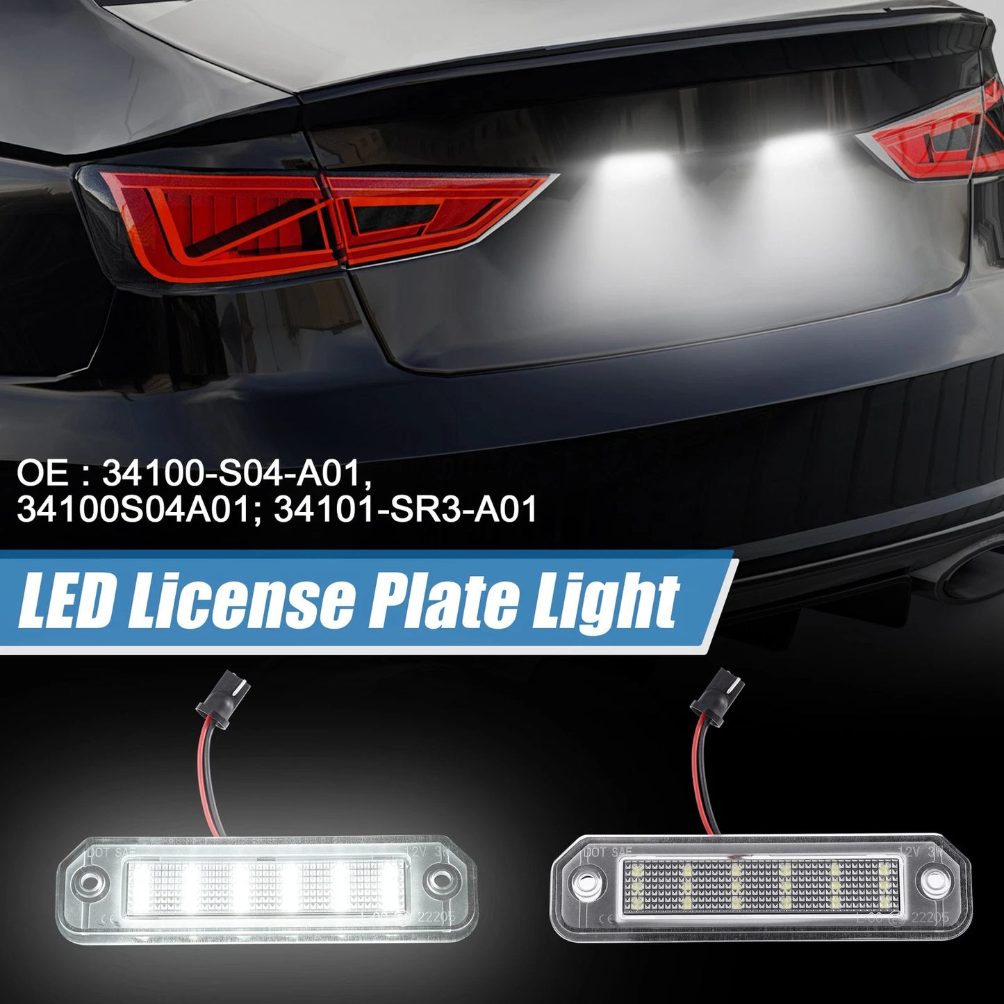 White LED License Plate Light Assembly  for Honda (2016-2021)