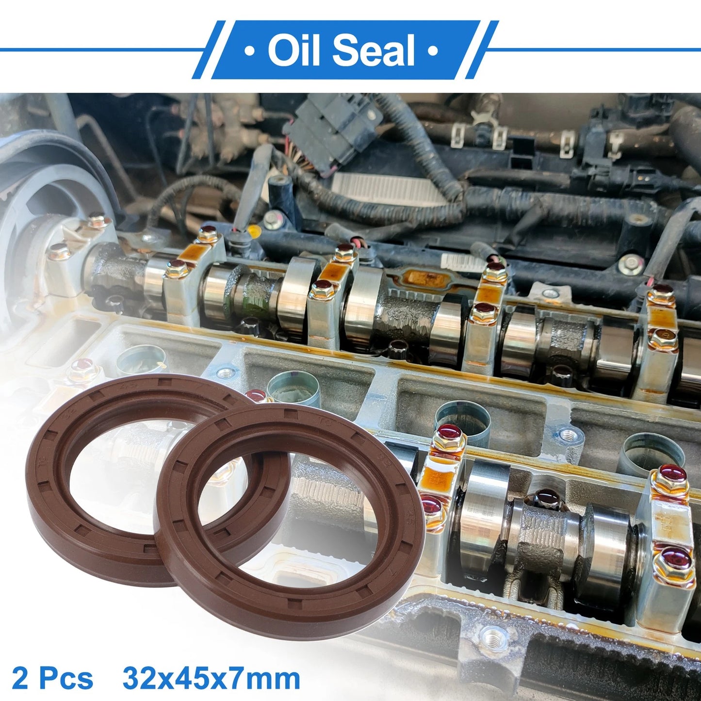 Oil Seal / 32x45x7mm / 2 x Seal Ring Rotary Shaft Seal FKM Brown for Make Model