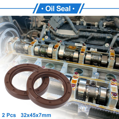 Oil Seal / 32x45x7mm / 2 x Seal Ring Rotary Shaft Seal FKM Brown for Make Model