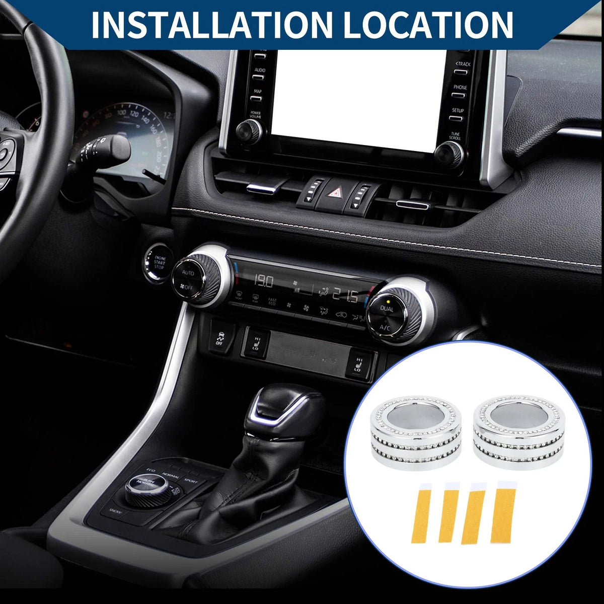 AC Climate Heater Switch Knob Cover Ring 2 x for Toyota RAV4 (2020–2023)