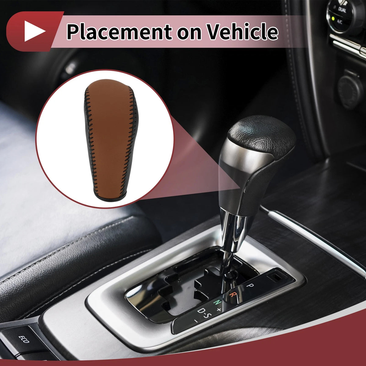 Gear Shift Knob Cover for BMW 3 Series E90 2004-2012 Black Brown Faux Leather