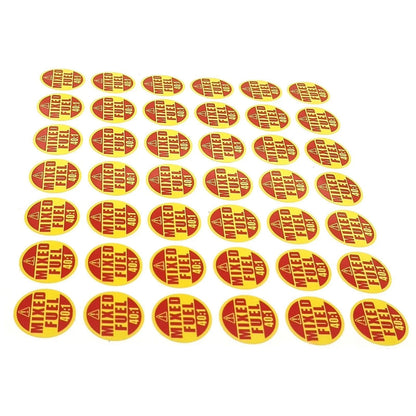 Mixed Fuel 1" Round Decal Sticker Warning for Gasoline - 42 Pcs