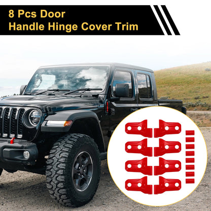 Red Door Handle Hinge Cover Trim for Jeep Wrangler JL Gladiator (2018-2023)