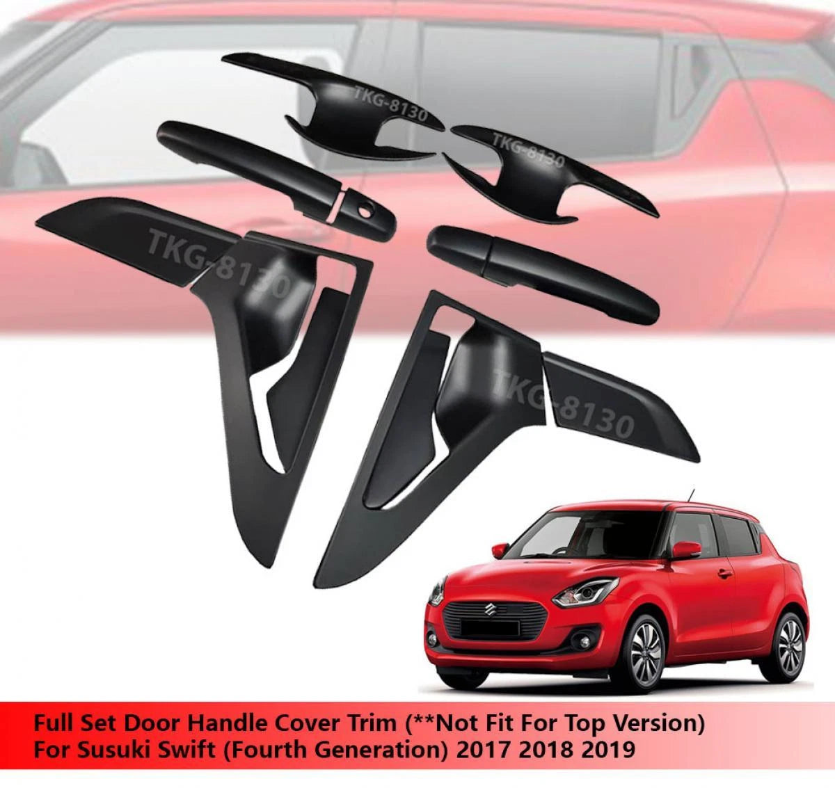 Door Handle Cover Trim Black for Suzuki Swift (2017-2019)