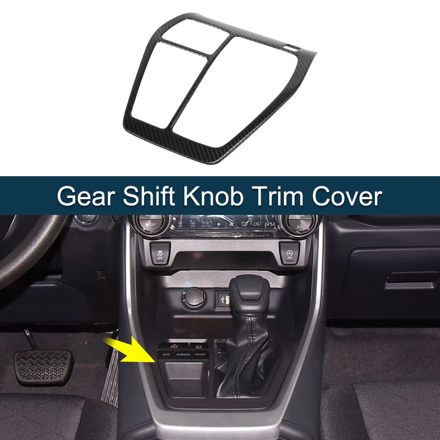 Stainless Steel Gear Shift Knob Cover Sticker for Toyota RAV4 Carbon Fiber Black