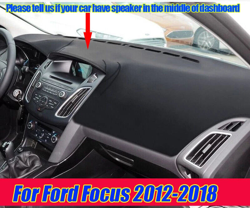 Dashboard Cover Black Leather for Ford Focus (2012–2018)