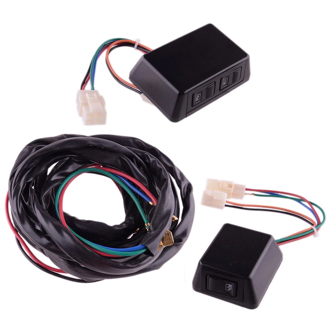 12V Front 2 Door Power Window Switch Cable Harness for Universal Cars