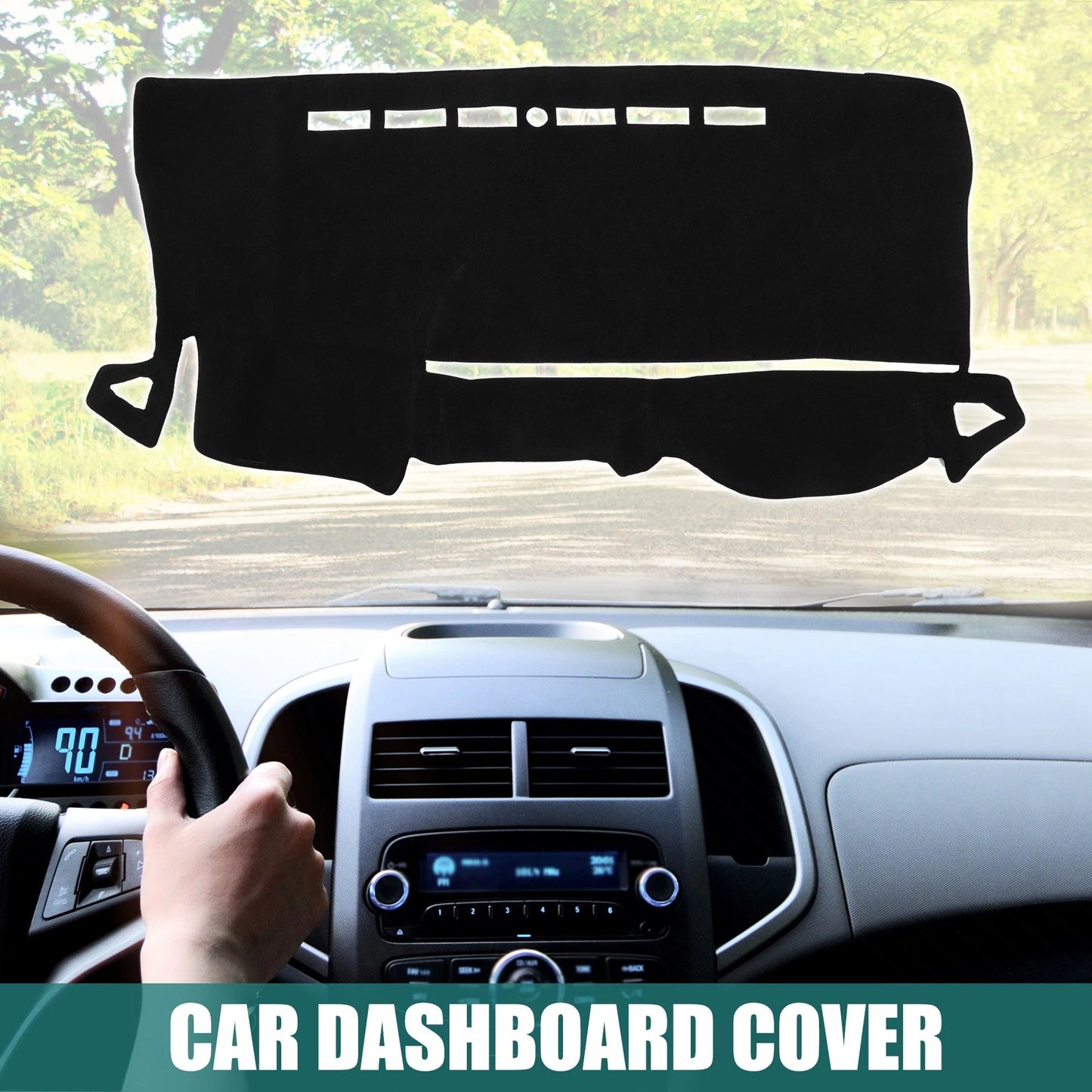 Car Dashboard Cover Black Polyester Non-slip Mat Protector for Toyota VOXY