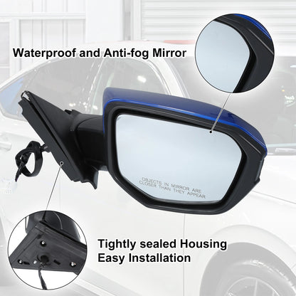 5 Pin Right Side Door Mirror Assembly Blue for Honda Civic (2016-2020)
