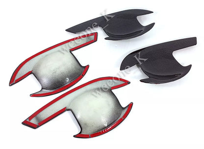 Carbon Door Handle Bowl Inserts Covers for Mitsubishi Triton L200 (2006-2014)