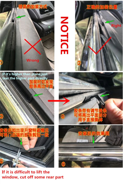 Black Universal Door Glass Window Rubber Seal Strip for Car 8M V-Type