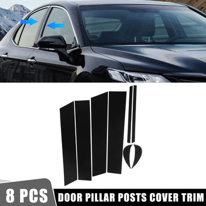 8 Pcs / Car Door Cover Panel Trim Pillar Posts Stickers Black for Toyota Camry