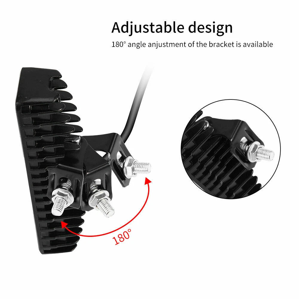 2x Black 12V Spreader LED Deck/Marine Lights for Boat Spots Light 18W waterproof