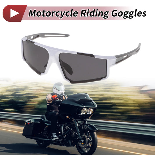 Motorcycle Goggles Grey Lens White Frame Tri-acetel Cellulose