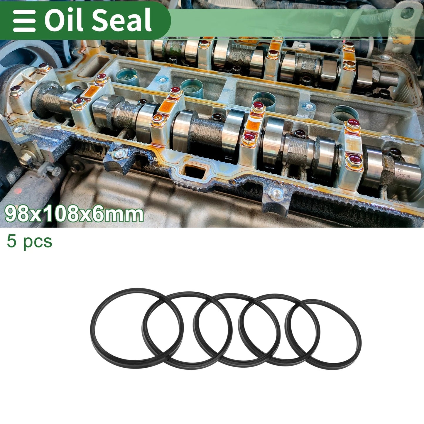 Oil Seal 98x108x6mm NBR Black 5 pcs for Make Model