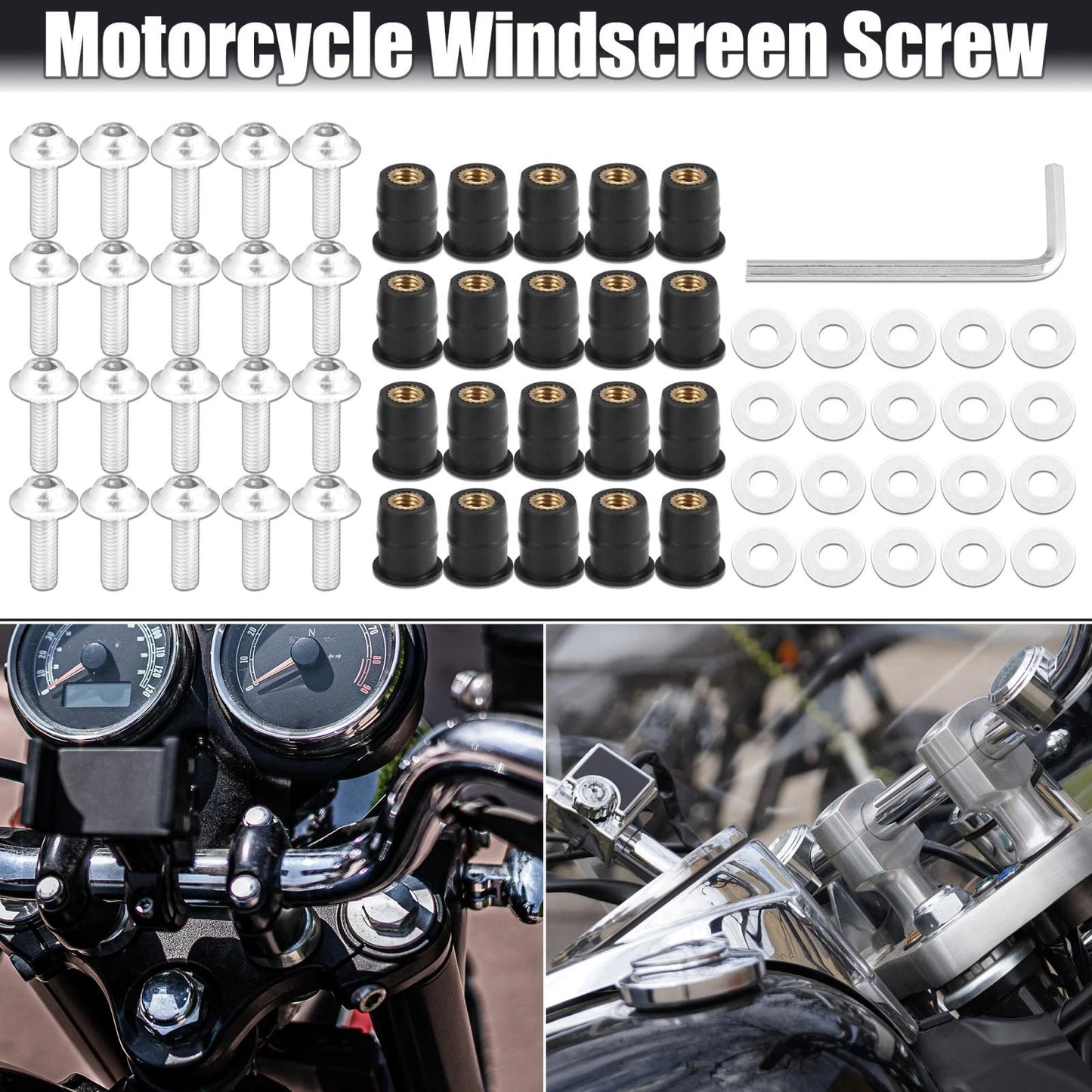Screws 20pcs M5 5mm Windscreen Screws Silver Tone for Make Model
