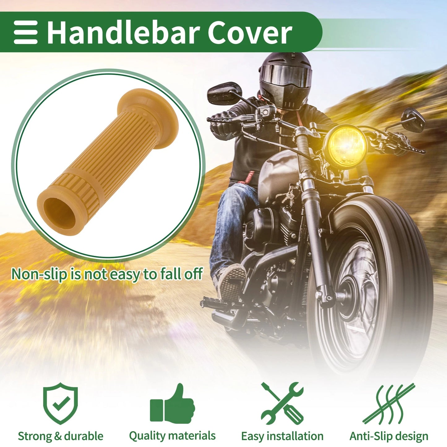 Hand Grips Cover 25mm Handlebar TPU Brown Yellow for Motorcycle
