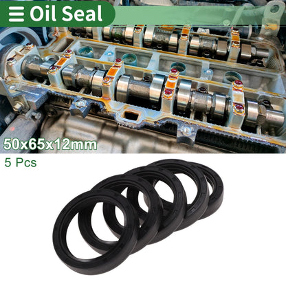 Oil Seal NBR Rubber 50x65x12mm Black 5 Pcs for Make Model