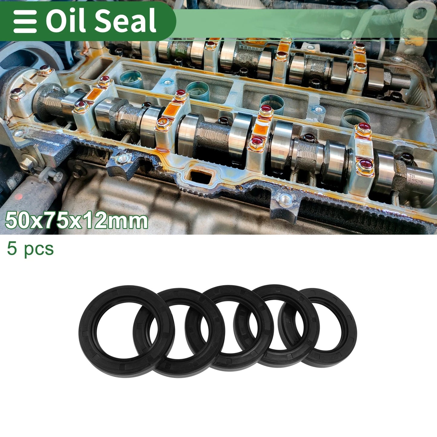Oil Seal 50x75x12mm Seal Ring Rotary Shaft NBR Rubber Black for Vehicle