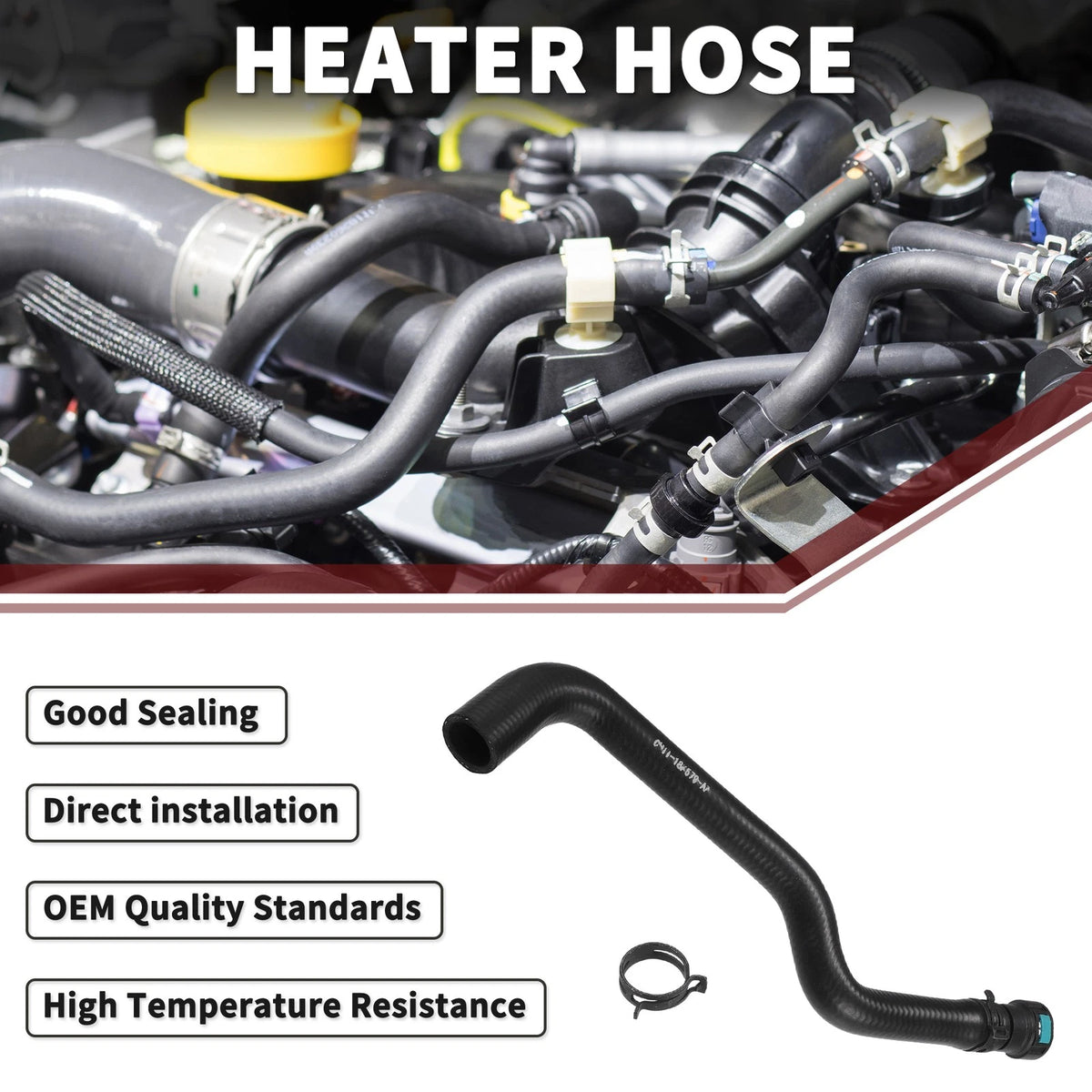 Heater Hose for Ford B-Max, Fiesta (2012-2023, 2008-2023) - Black 1 Pc