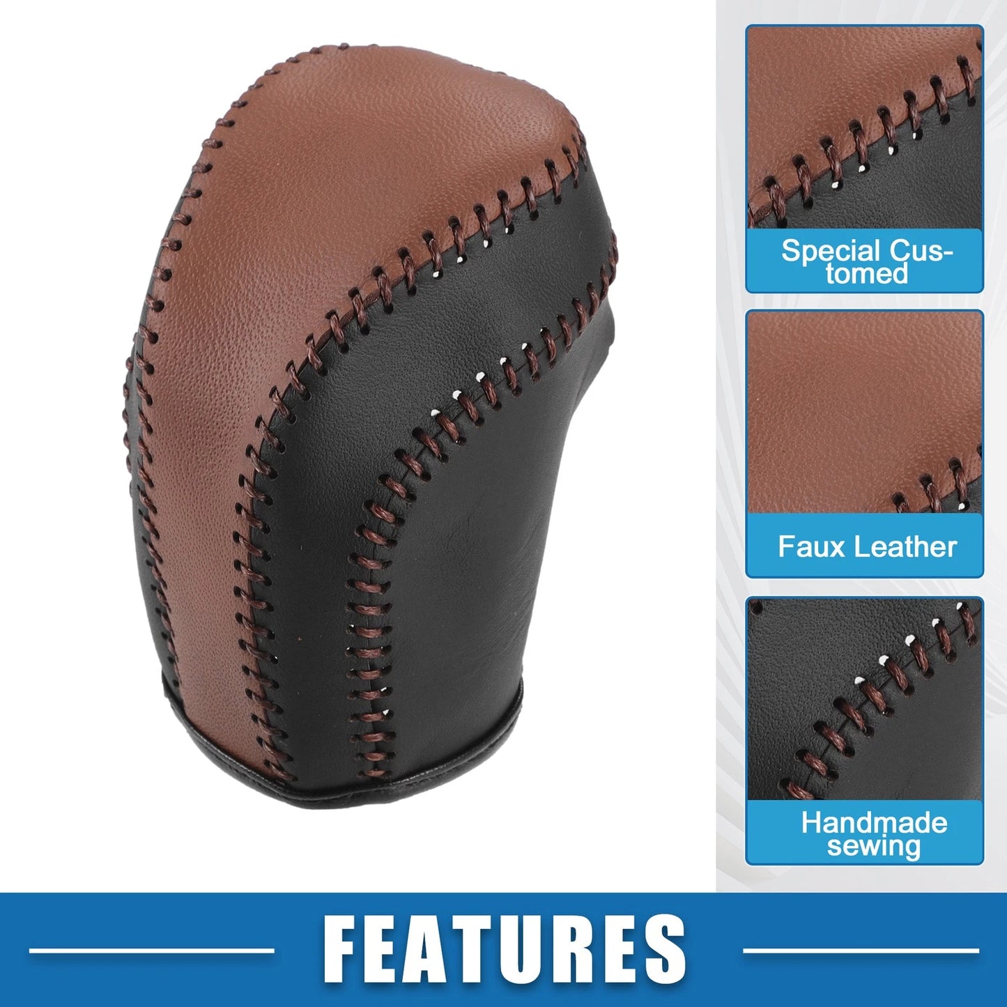 Car Gear Shifting Knob Cover for Toyota Camry (2018-2023) - Black with Brown Stitches