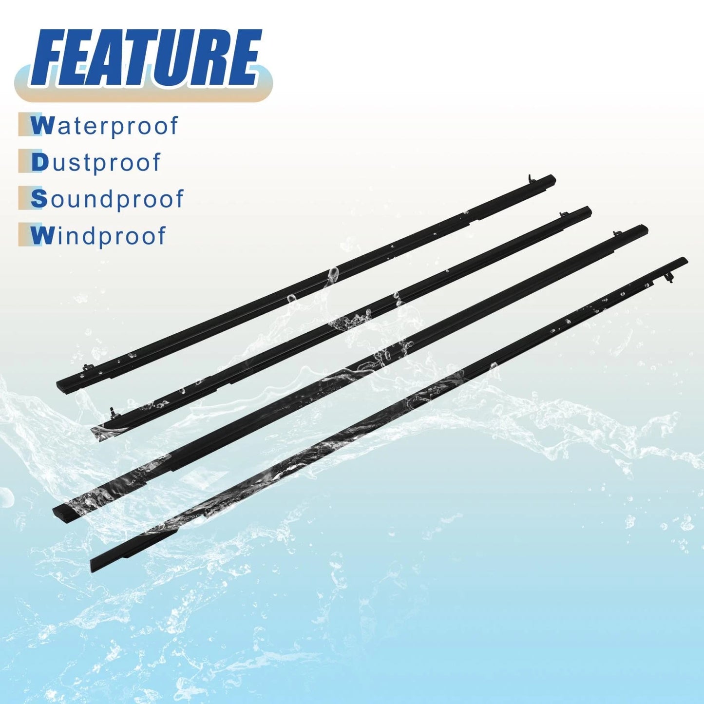 4pcs Weatherstrip Window Molding Trim for Honda Civic (2006-2011)